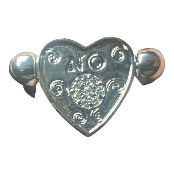 Fragrant Jewel Silver Tone Heart Shaped YES/NO Ring Sz 7 Rhinestone Accent NEW - Picture 2 of 6